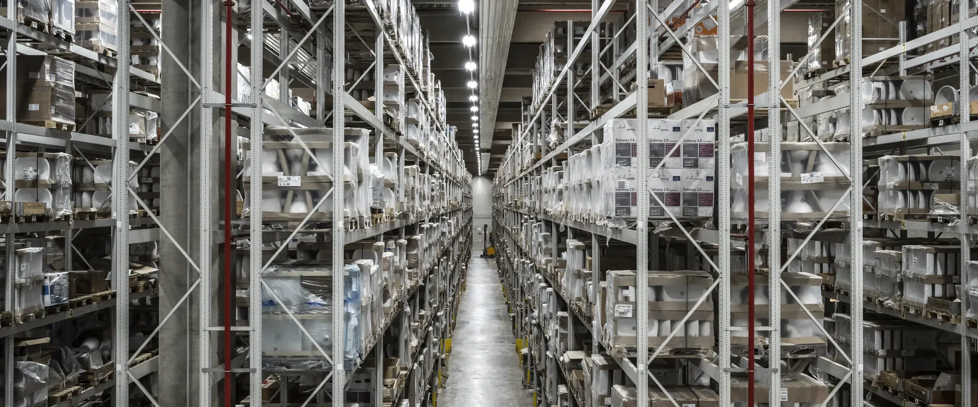 NORDWEST warehouse filled with many products on steel shelves