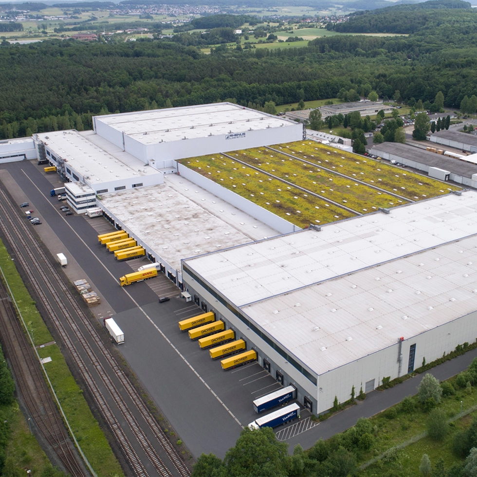 A bird’s eye view of the NORDWEST central warehouse in Gießen